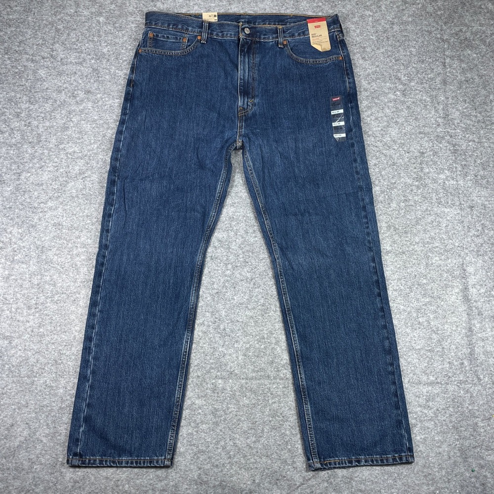 Levis Jeans Mens 42x32 Blue 505 Regular Fit Straight Leg Denim Pants NEW
